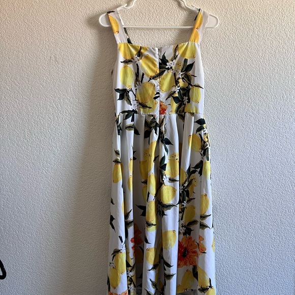 Perfect Summer Lemon Long Dress with Buttons - Picture 3 of 4